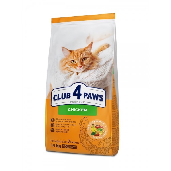 Сухий корм Клуб 4 Лапи для дорослих котів від 7 років з куркою Сухий корм Клуб 4 Лапи для дорослих котів від 7 років з куркою
