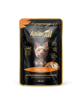 Вологий корм AnimAll пауч для собак качка пакування 12штx80г