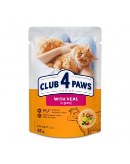 Вологий корм Club 4 Paws з телятиною в соусі для дорослих котів 24шт х 85г