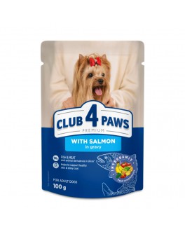 Вологий корм Клуб 4 Лапи з лососем в соусі для дорослих собак 24шт х 100г