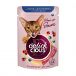 Вологий корм Delickcious пластівці з качкою та лісовими ягодами у вершковому соусі для котів 12шт x 85г